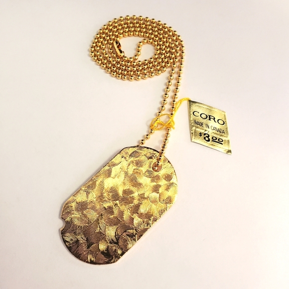 Coro - Vintage gold tone dogtag necklace - Picture 2 of 4